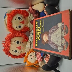 First Edition Raggedy Ann & Andy - Plus Stuff Dolls From Same Period
